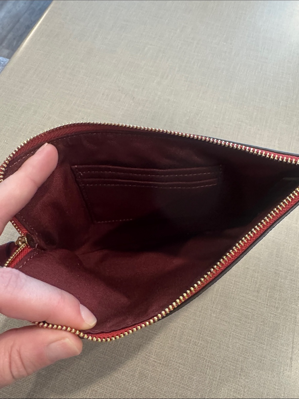 Coach Red Leather Wristlet with Gold Logo - Picture 4 of 4